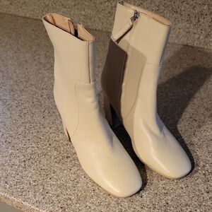 Topshop Cream Ankle Boots